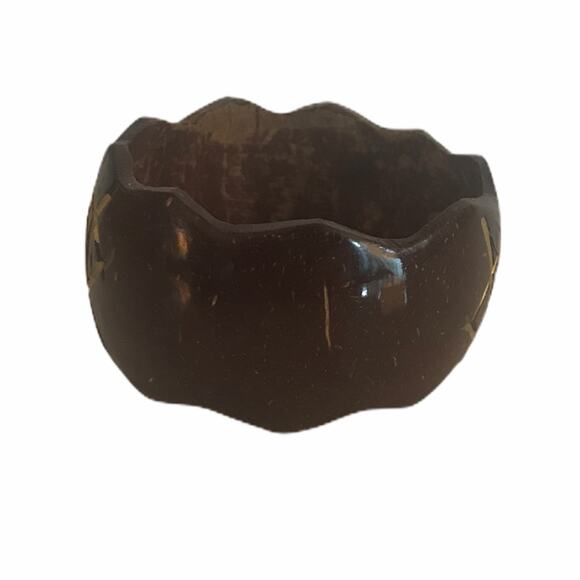 Vintage Painted Wood Bangle Bracelets Cream Brown - Picture 7 of 15